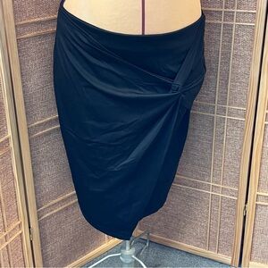Kate Kasin Elegant Black Wrap Skirt A
